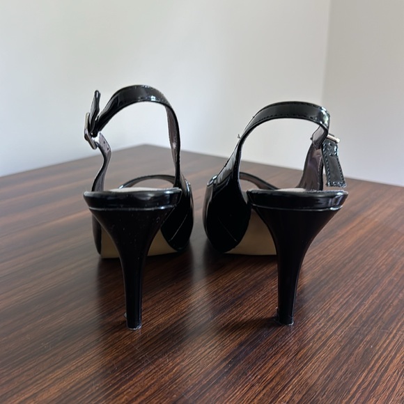 Rampage Fasher Black Patent Slingback Peep Toe 3-1/2” Heels Size 7-1/2 - Picture 4 of 10